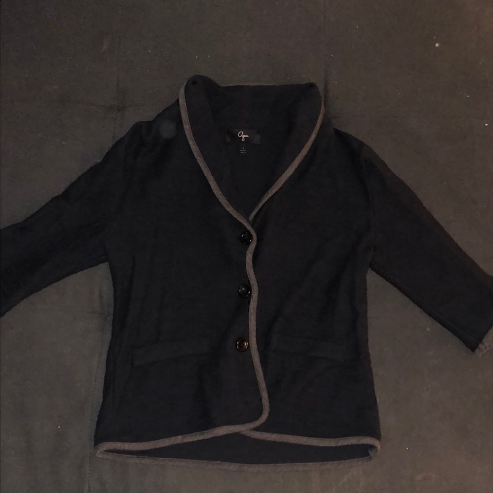 Aqua Button Up Blazer Small Work Jacket Navy/Gray